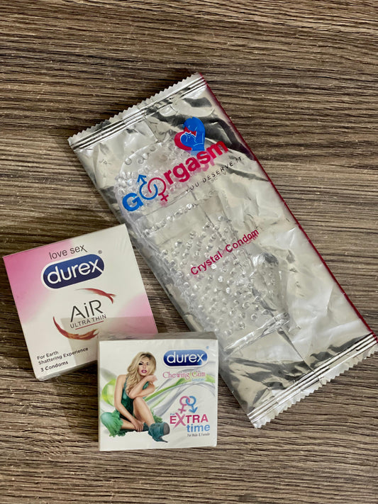 Durex Combo Deal - 1 Silicon Condom , 1 Box of Chewing Gum , 1 box of 3 Durex condoms